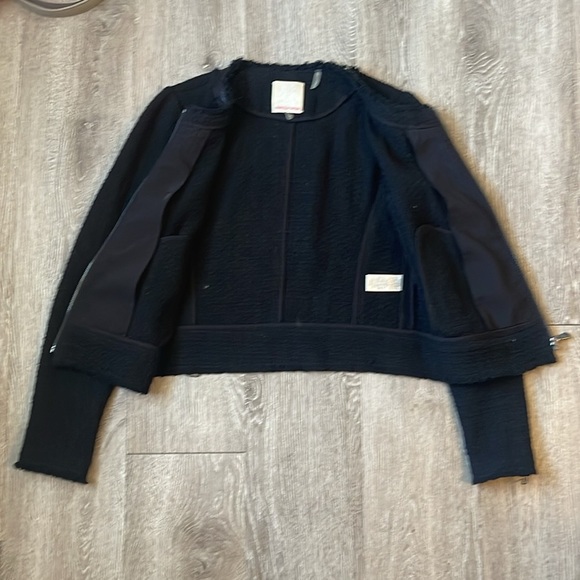 Rebecca Taylor Cropped Black Tweed Jacket | Sz 6 wool blend - Picture 5 of 8